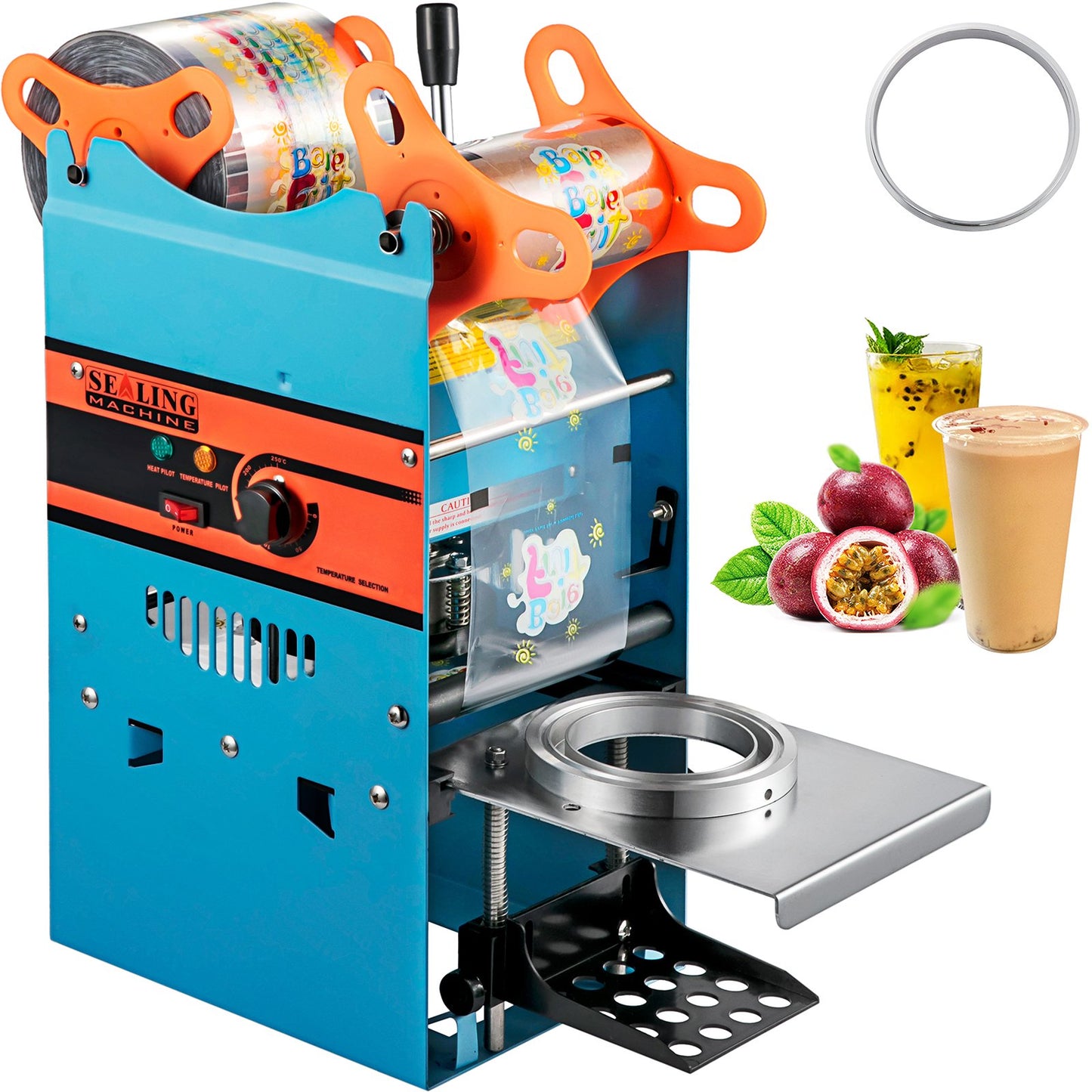 Manual Boba Tea Cup Sealer Machine 90/95mm Blue Sealing Tool for Bubble Milk Tea