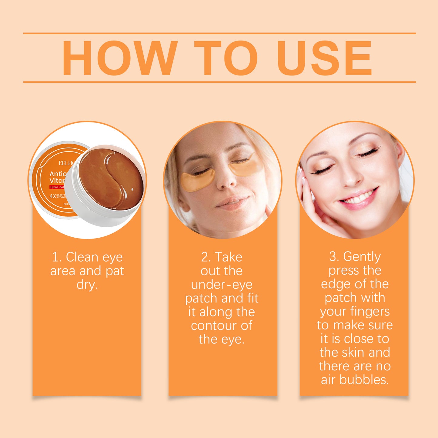 Vitamin C Under Eye Patches for Dark Circles, Hydrating Collagen Eye Mask