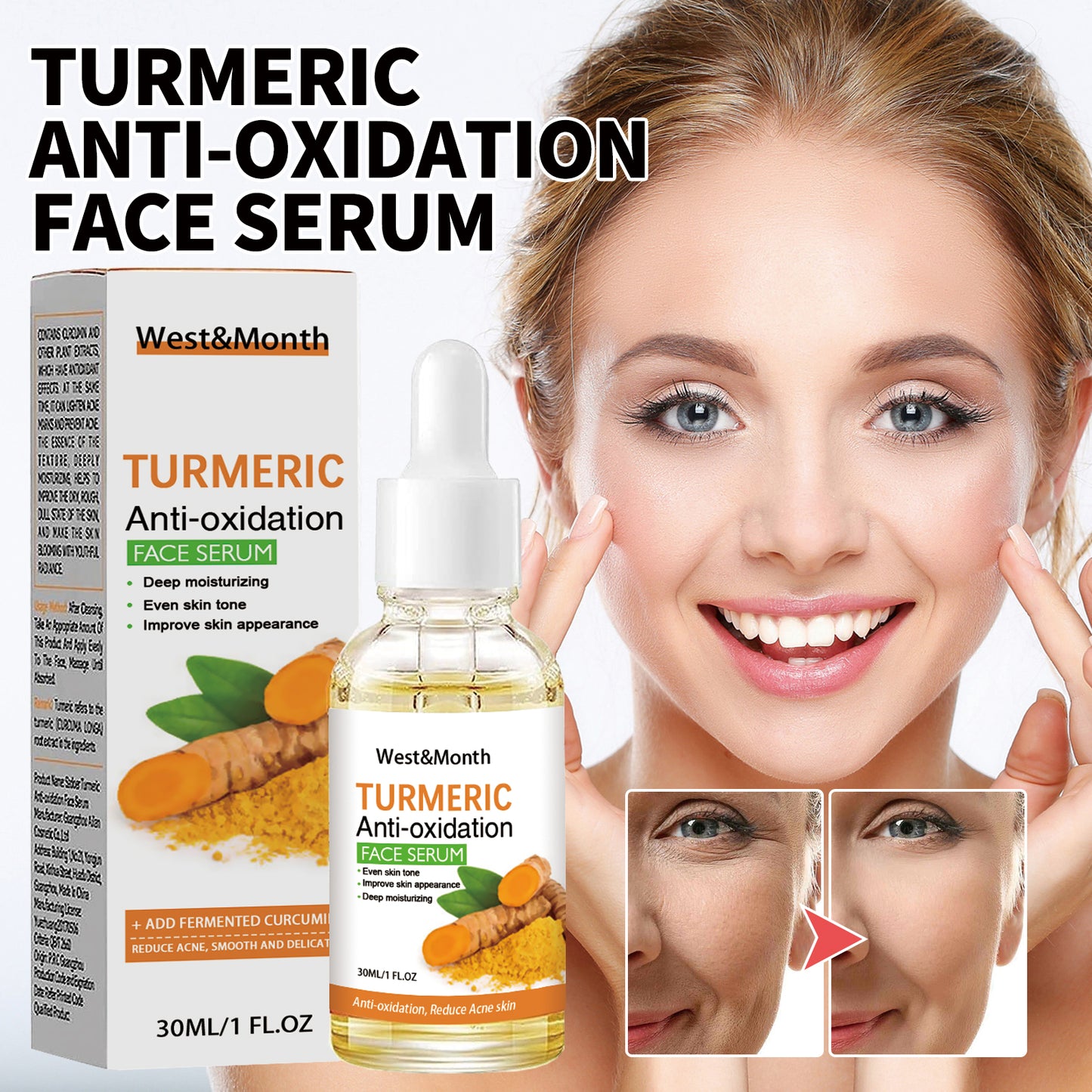 Turmeric Antioxidant Face Serum - 30ml Brightening & Hydrating Skin Care