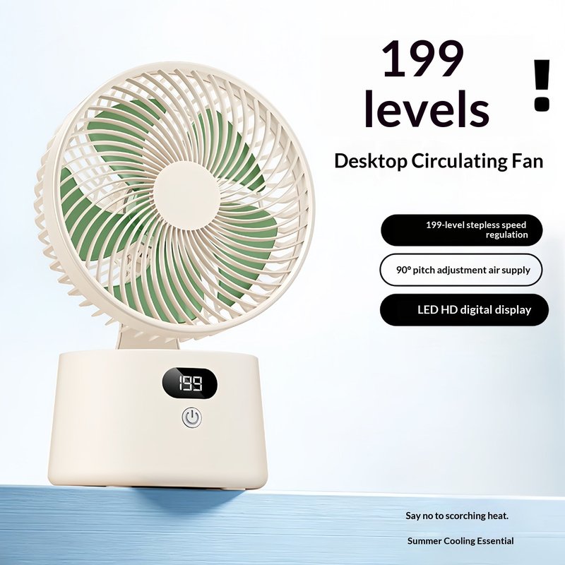 Automatic Oscillating Fan for Home Office Outdoor Use - Quiet, USB & Battery Powered