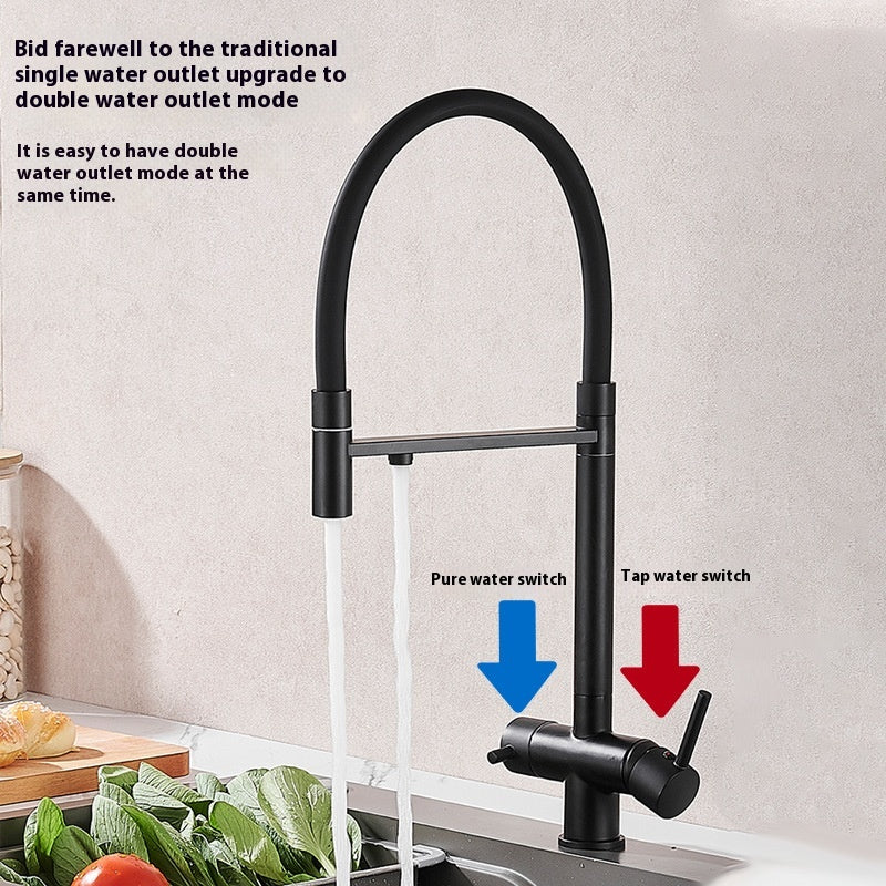Copper Kitchen Faucet Three-in-One Water Tap with Multiple Finish Options