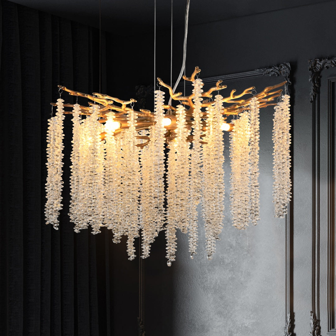 24-Inch Modern Gold Pendant Light with Crystal Strands