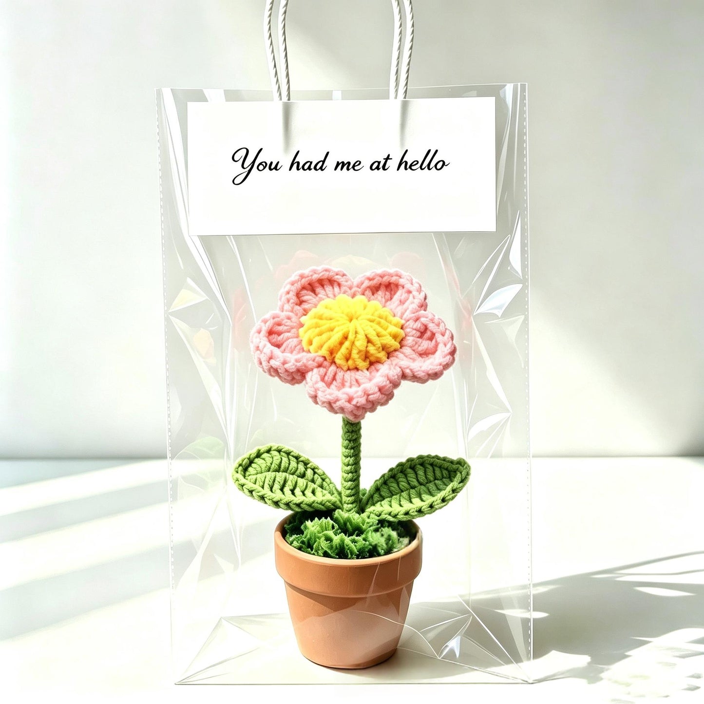Handmade Yarn Flower Pot Ornaments - Various Styles for Home & Garden Decor