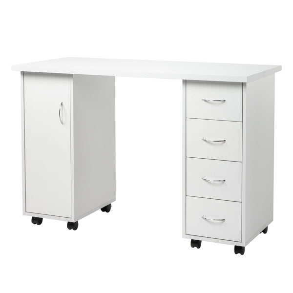 White Computer Desk with 4 Drawers and Wrist Rest - 120x54x81cm