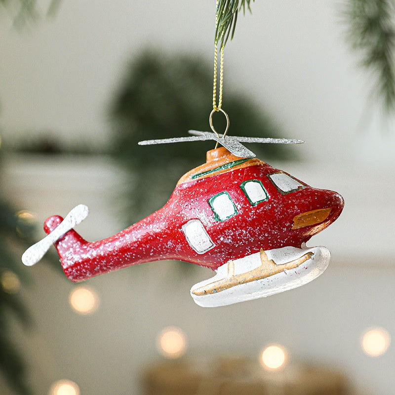 Christmas Tree Decorations Painted Plastic Ornaments Set - Holiday Decor