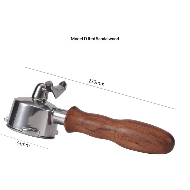 Stainless Steel Coffee Machine Dual-Spout Handle - Solid Wood Finish