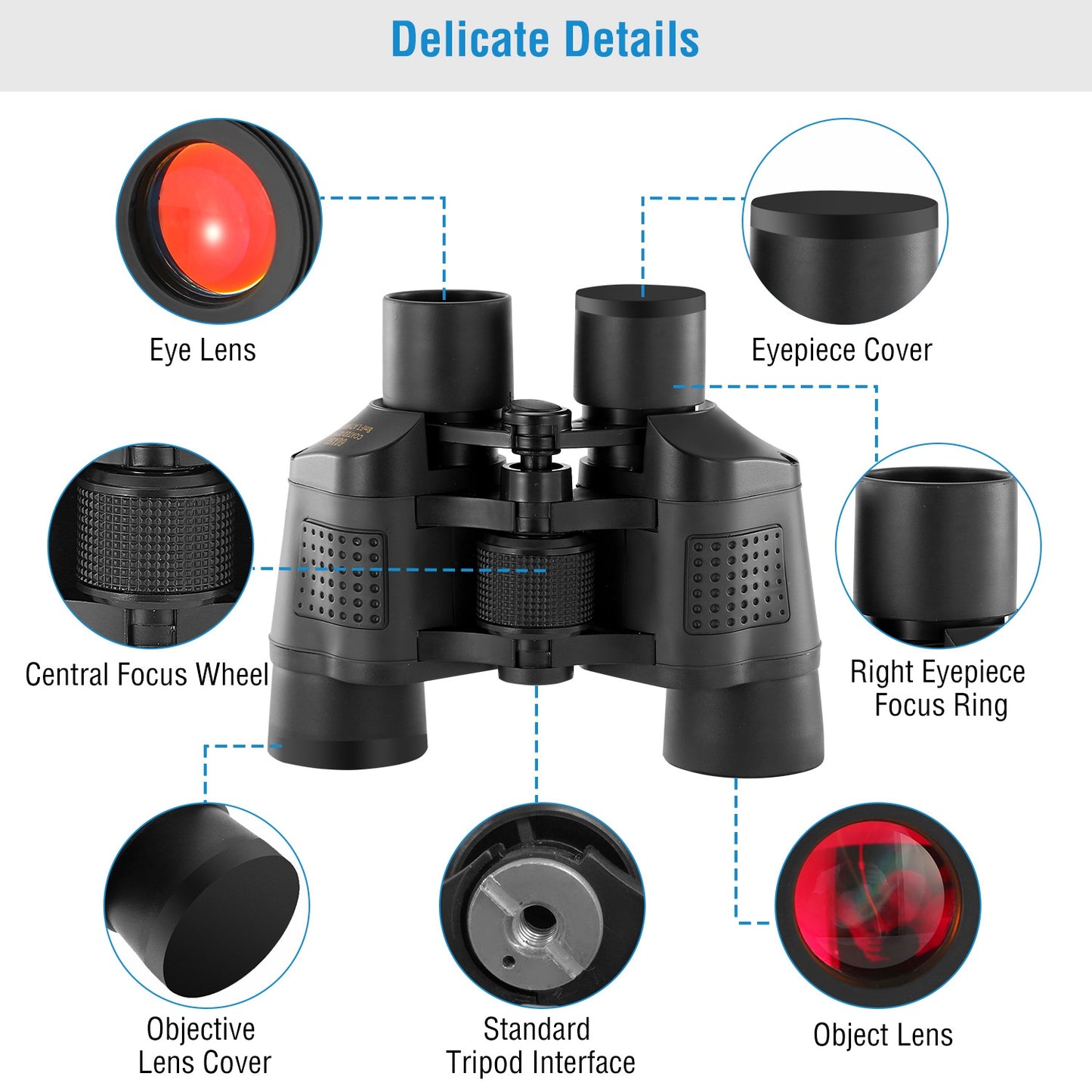 Portable HD Binoculars with Low Light Night Vision - Black