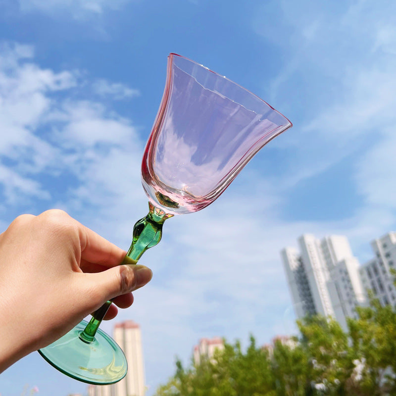 Vintage Crystal Flower Goblet - European Style Wine Glass 301-400ml