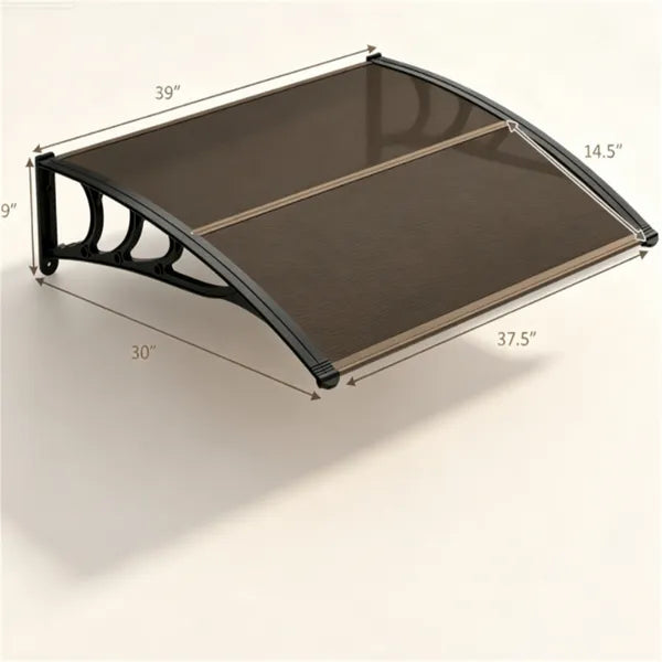 39"x30" Waterproof Polycarbonate Window Door Awning - Brown