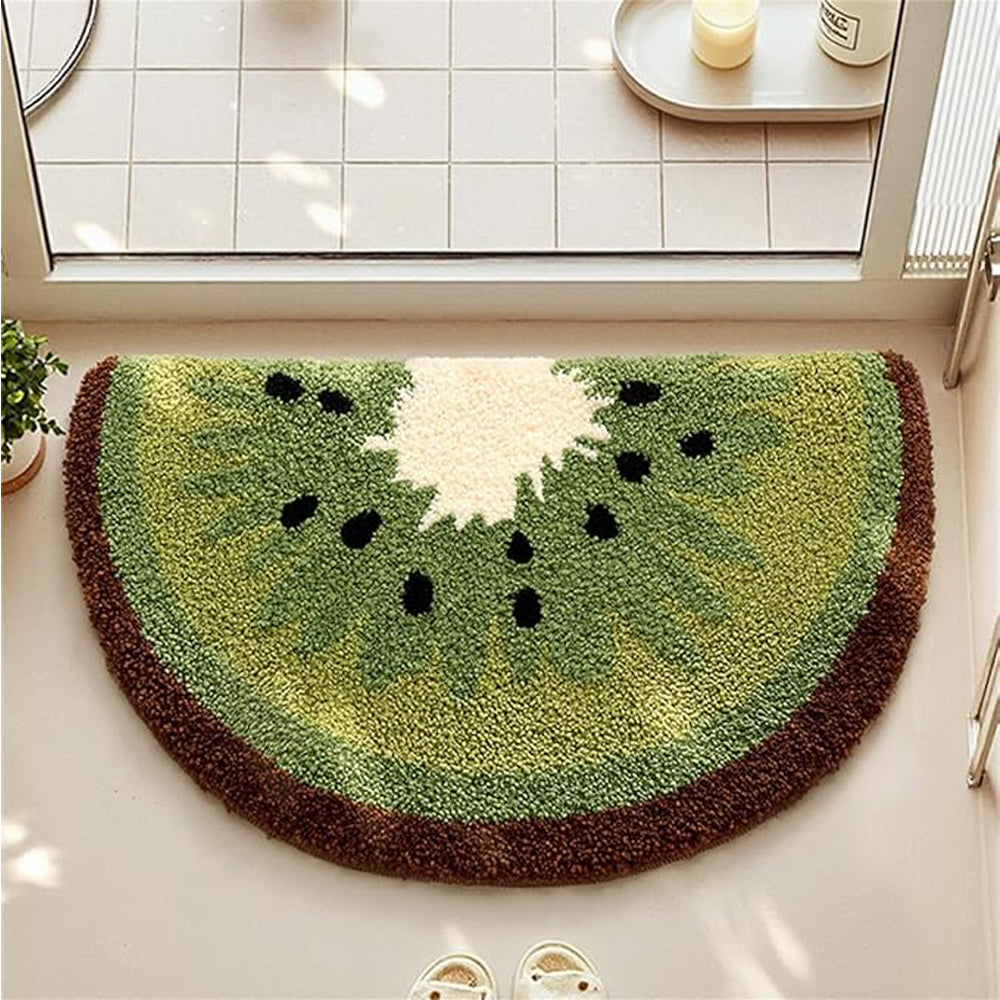 Kiwi Fruit Bath Mat - Absorbent Microfiber Rug, 17.7" x 31.5"