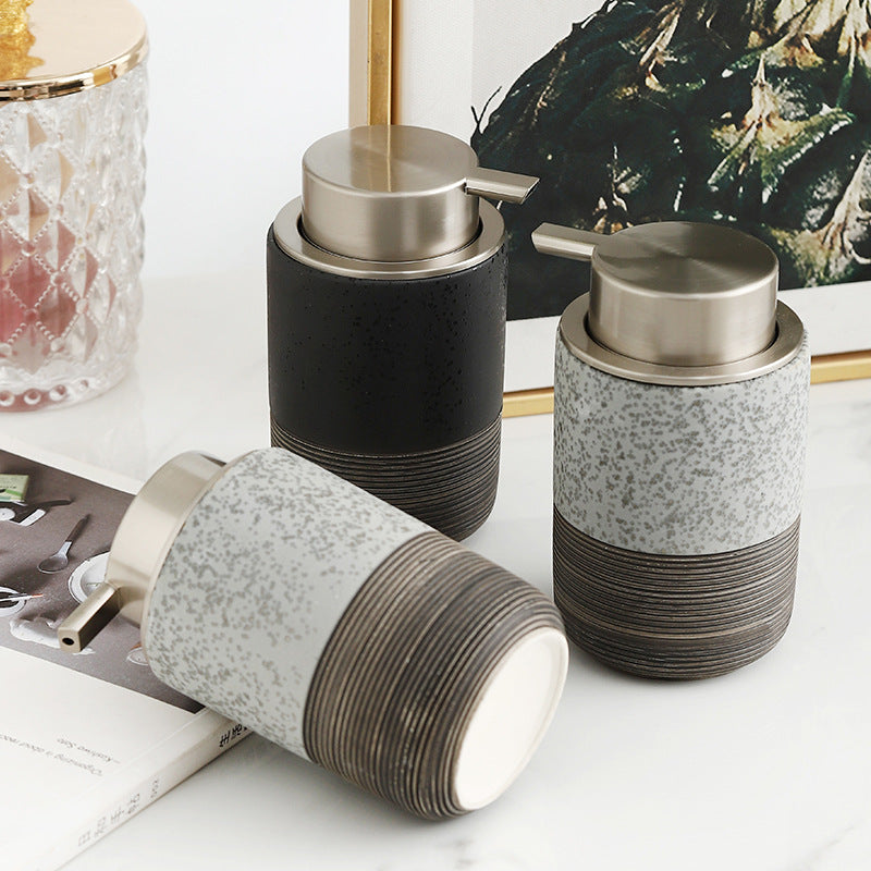 Ceramic Relief Pressed Mousse Bottles for Home & Garden Storage - White, Gray, Black