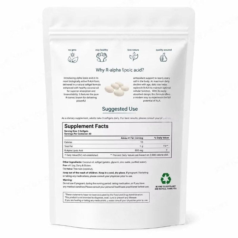 Alpha Lipoic Acid 600mg Softgels - 120 Count