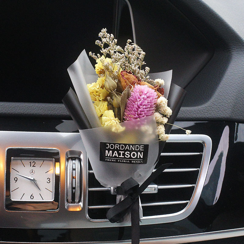 Decorative Dried Flowers Air Outlet Car Freshener - Colorful Aromatic Bouquet