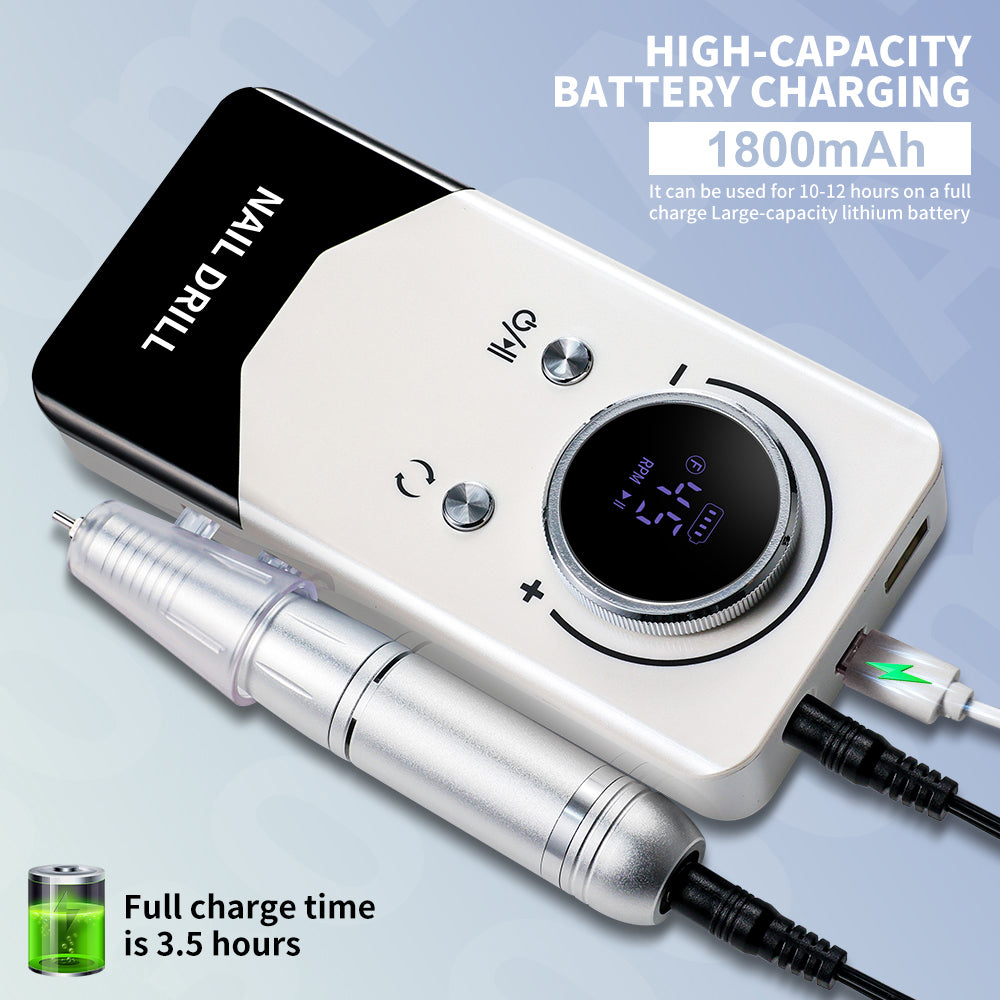 Professional Electric Nail Drill Kit - 45000RPM Rechargeable Portable File