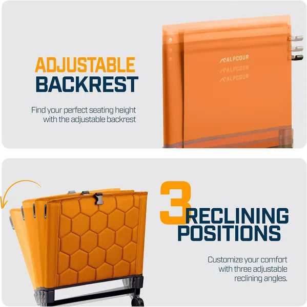 Folding Reclining Stadium Seat with Back Support - Orange