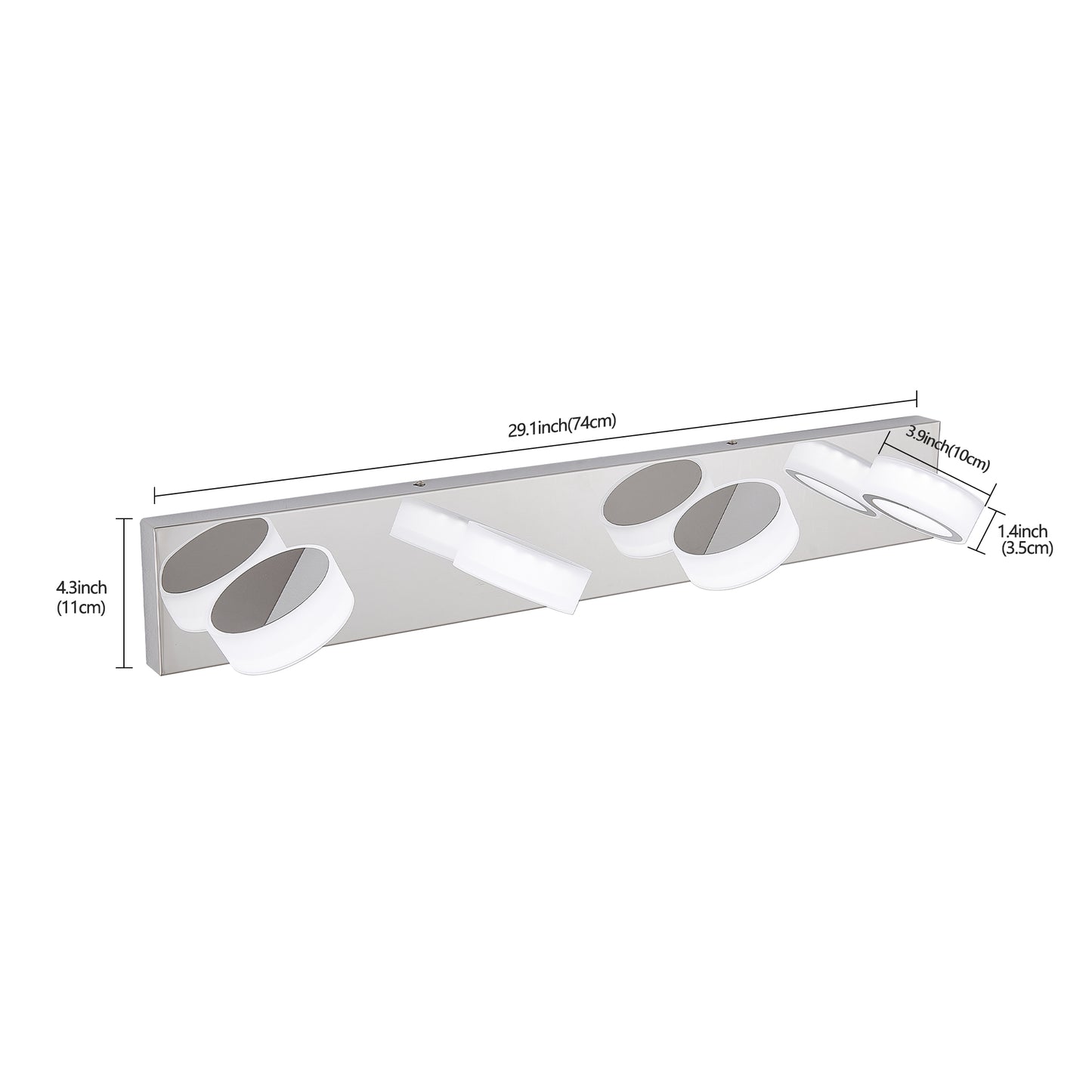Modern 4-Light LED Vanity Light Fixture - Chrome Wall Lighting
