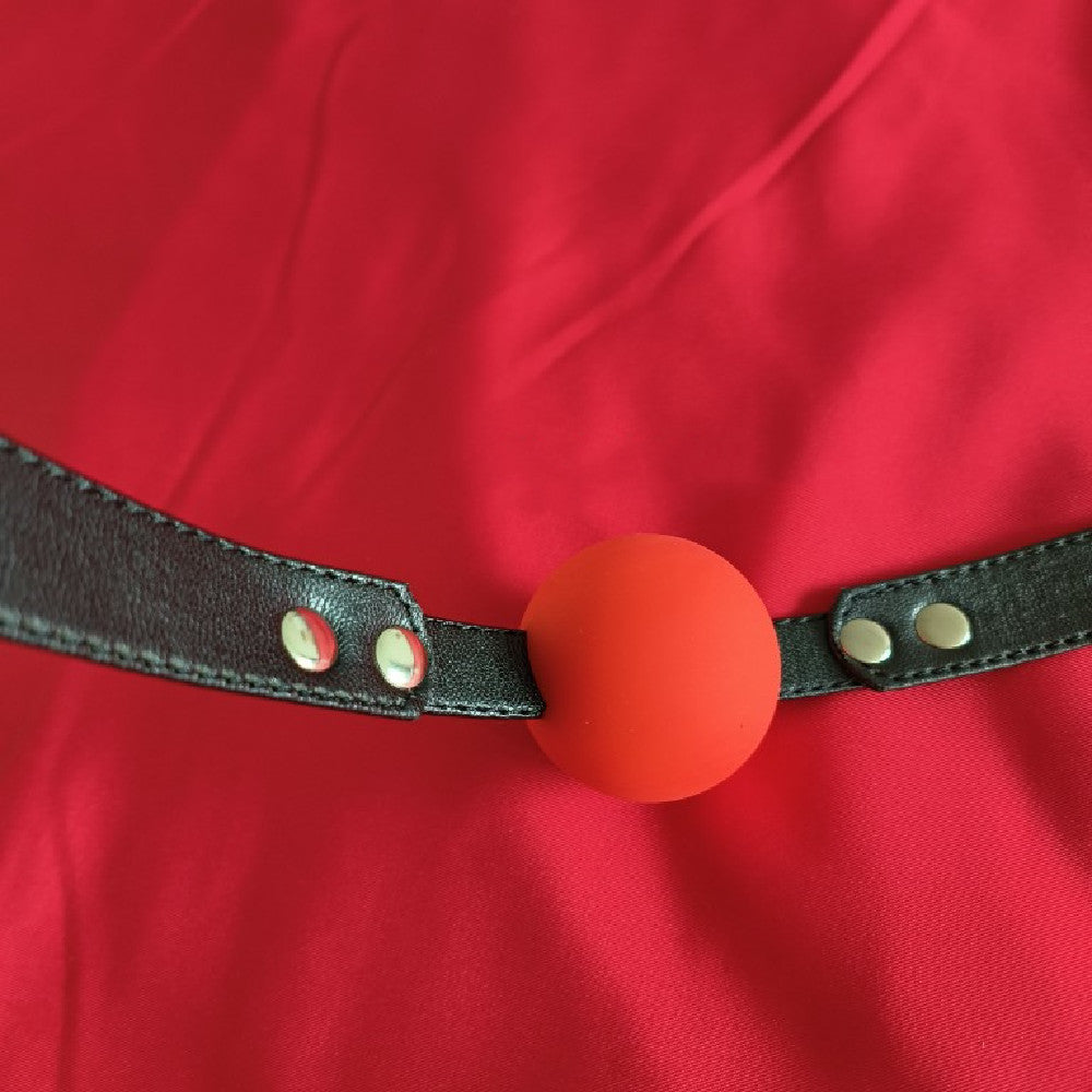 Adult Leather Mouth Plug Ball Toy for Wellness & Play - Adjustable