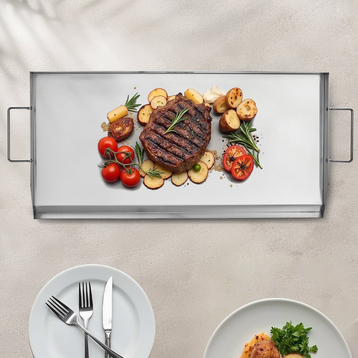 32x16 Inch Stainless Steel Griddle Pan for BBQ Cooking