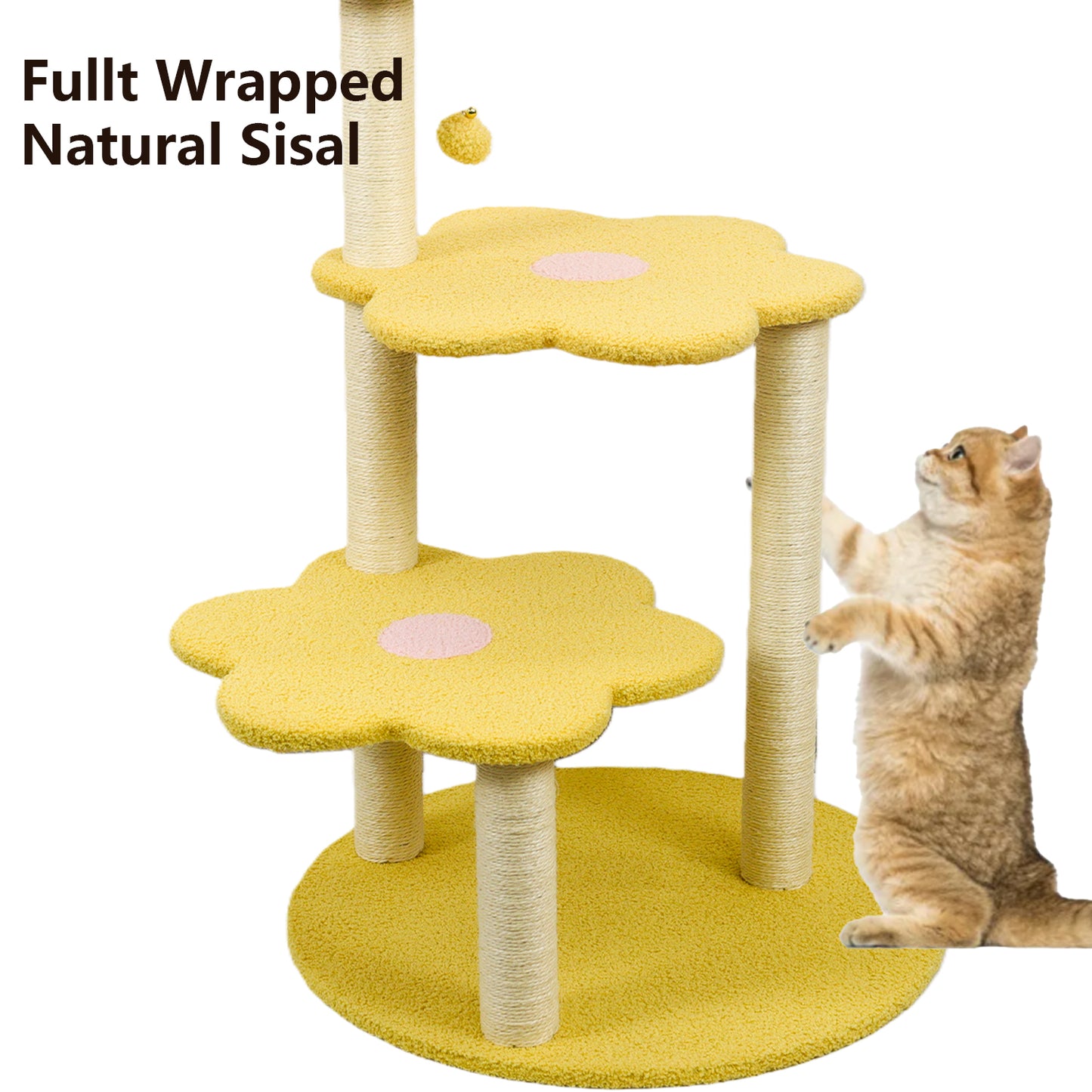 Yellow Multi-Level Cat Tree with Removable Perch & Scratching Posts - Climbing & Resting Tower