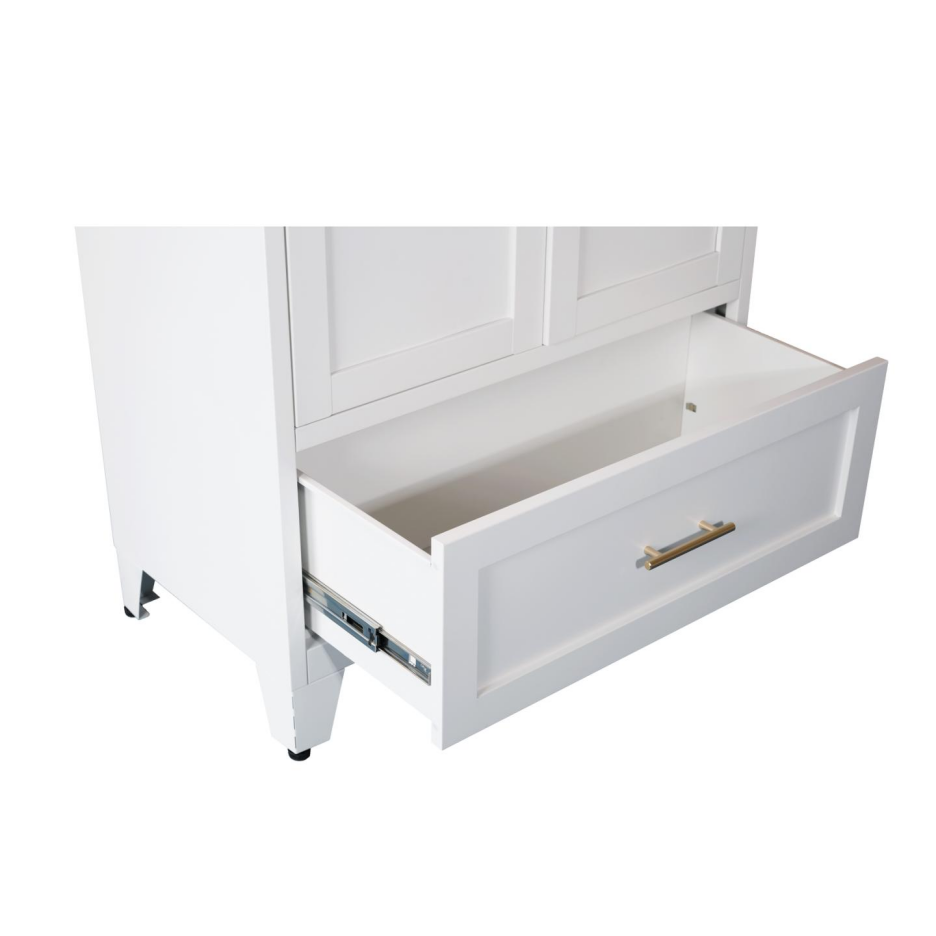 60-Inch Tall Metal Wardrobe Cabinet with Drawer & Shelf - White