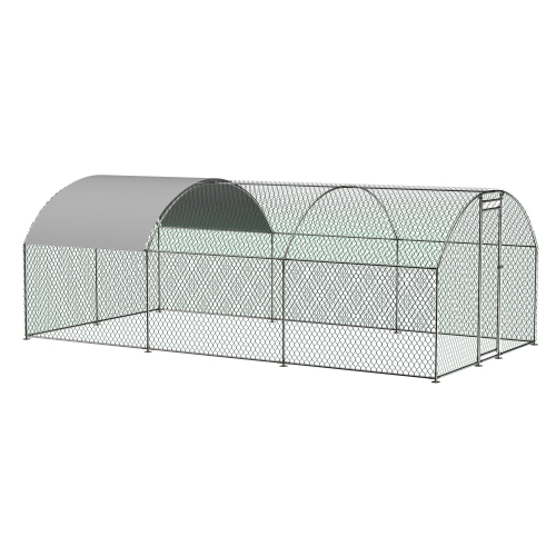 Large Metal Chicken Coop with Waterproof UV Cover Walk-In Yard Enclosure