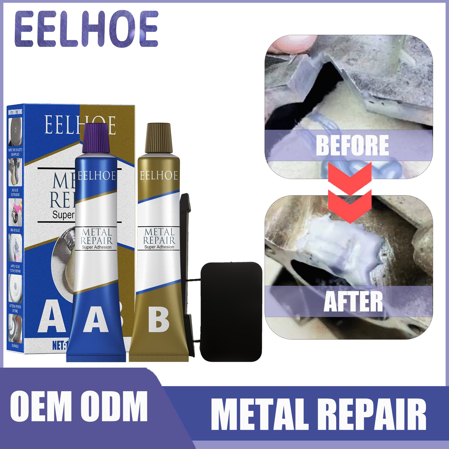 High Temperature Metal Repair Adhesive - 12.5x4x4 Inch Set