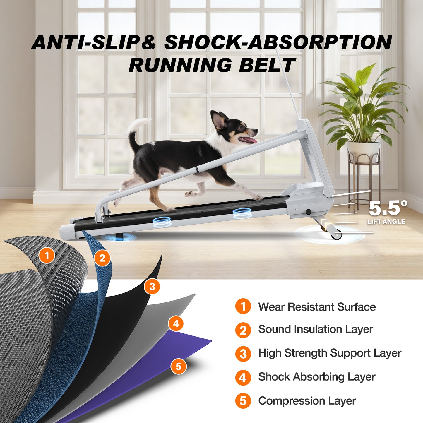 Quiet Adjustable Speed Dog Treadmill for Small & Medium Pets - Foldable & Easy Move