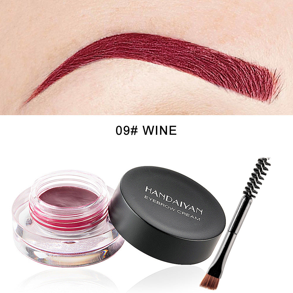 Waterproof Long-Lasting Eyebrow Cream Set - 12 Colors with Brush
