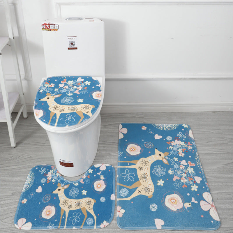 Underwater World 3D Printed Toilet Floor Mat Set - Bathroom Decor & Non-Slip Rug