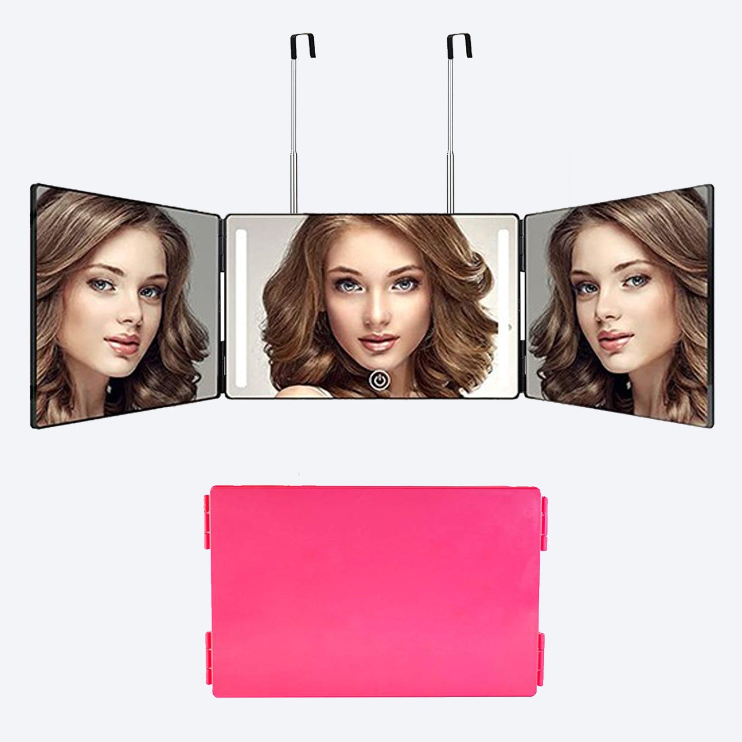 Retractable Adjustable Cosmetic Mirror with 3 Sides for Bathroom & Home
