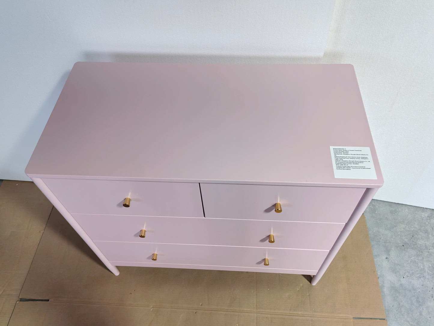 Pink 4-Drawer Wooden Kids Dresser - Modern Storage Cabinet