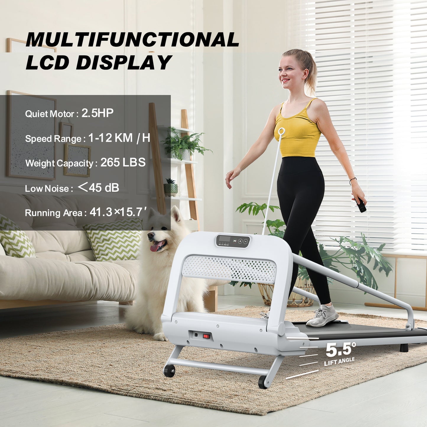 Quiet Smart Pet Treadmill for Small-Medium Dogs - Off White