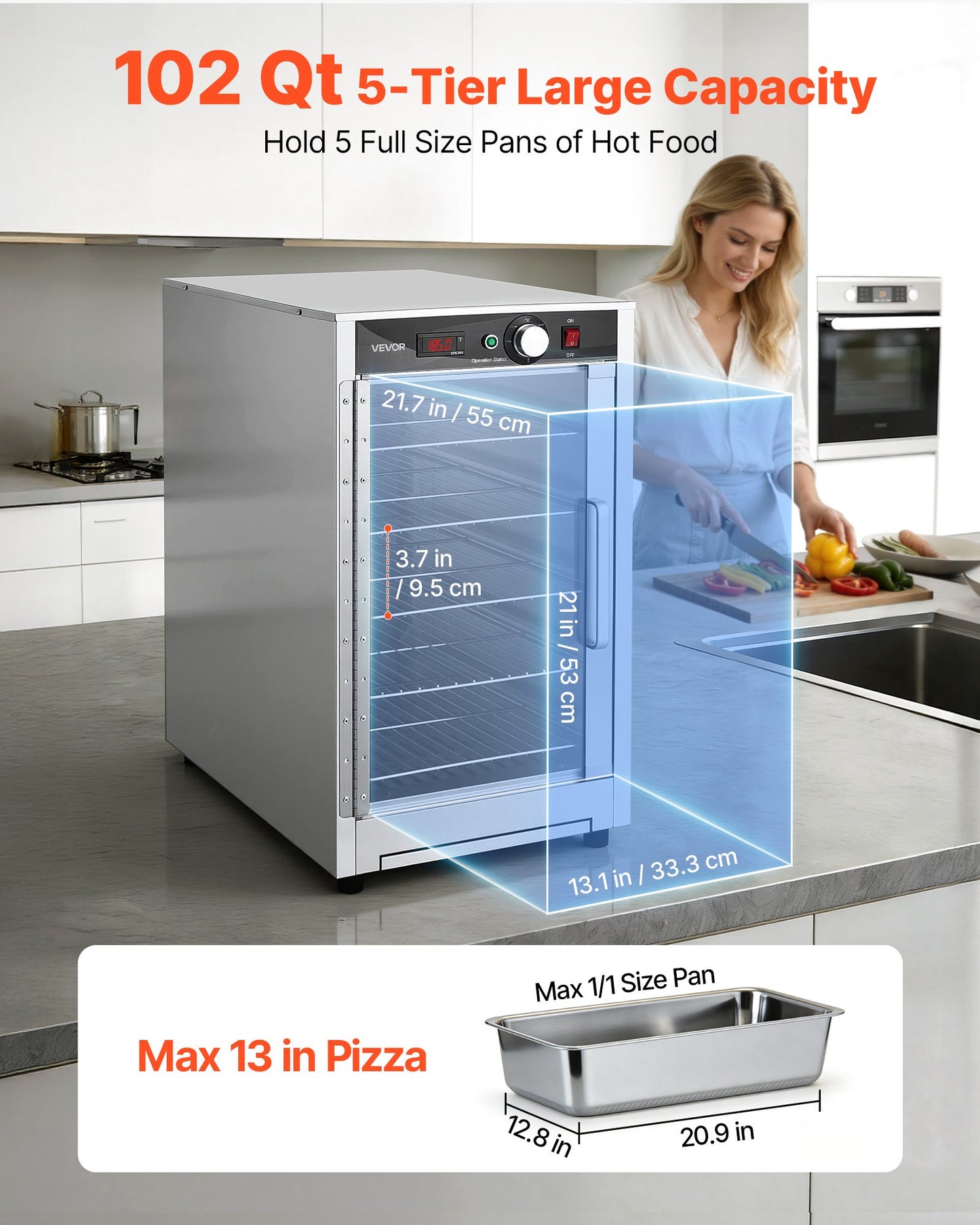 Electric Food Warmer Cabinet 5-Tier Stainless Steel Hot Box for Restaurant & Kitchen