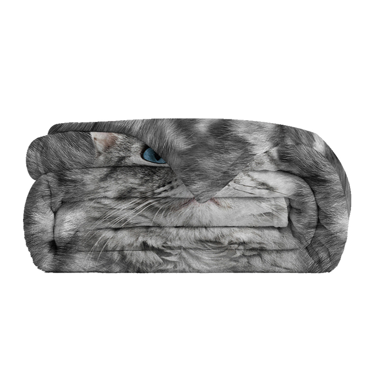 Gray Cat Flannel Blanket - Soft Warm Fleece Bed Sofa Throw 75x100cm