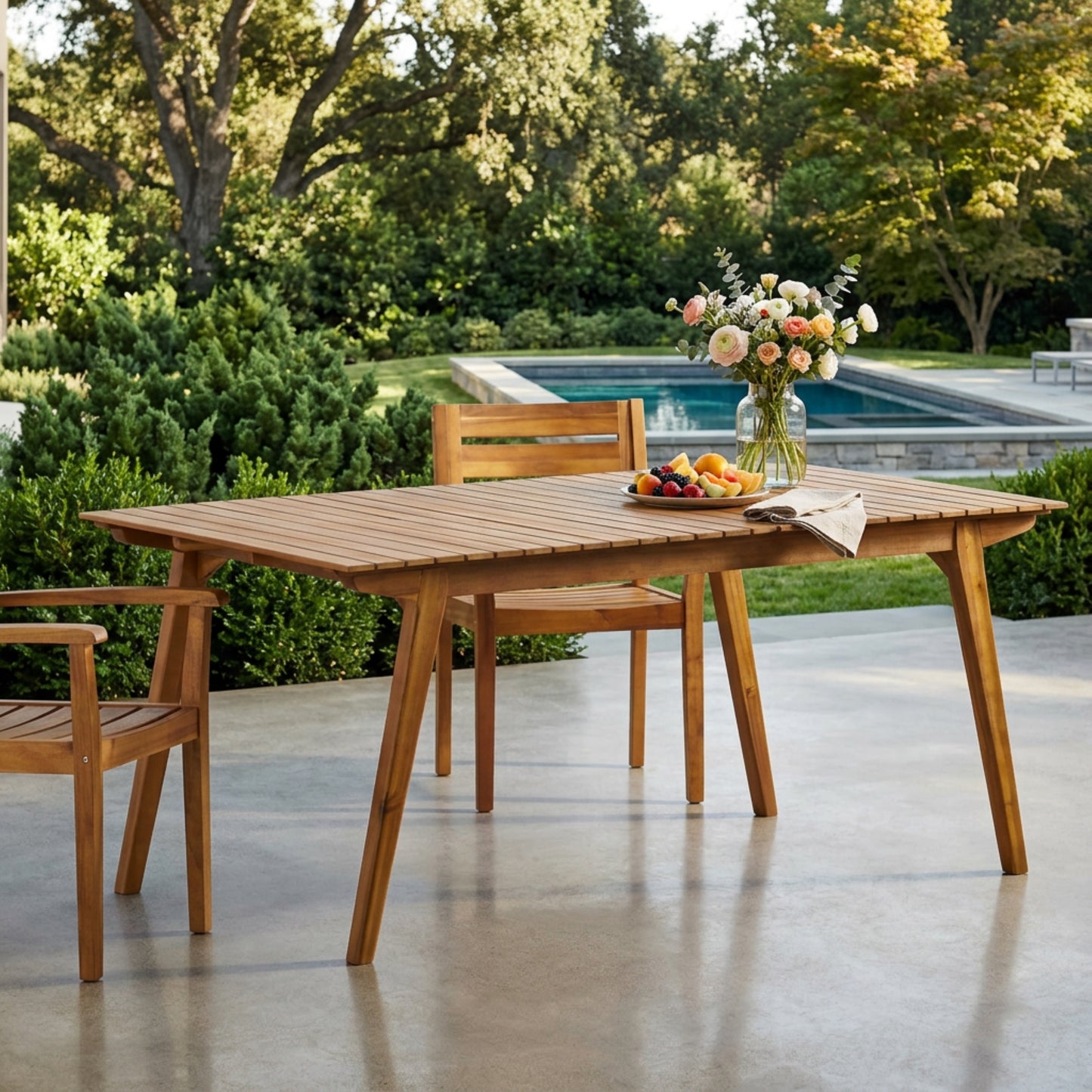 Outdoor 69" Solid Wood Dining Table - Teak Acacia