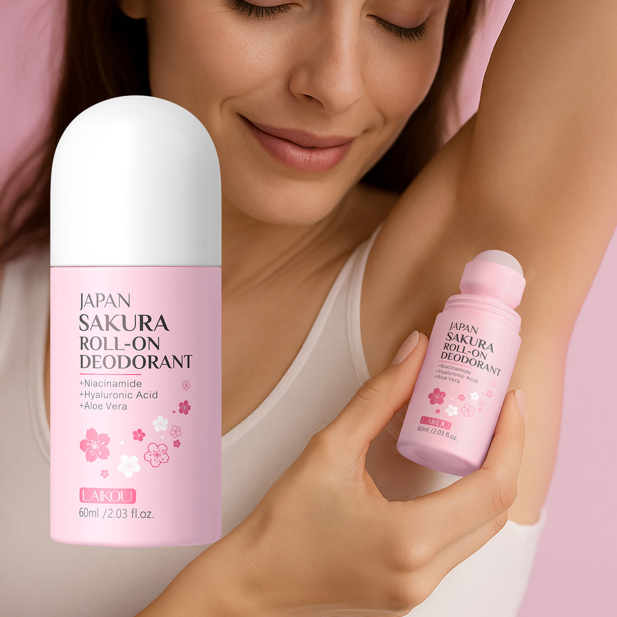 Cherry Blossom Fragrance Body Roll-On Deodorant 60ml Pink - Antiperspirant for Women