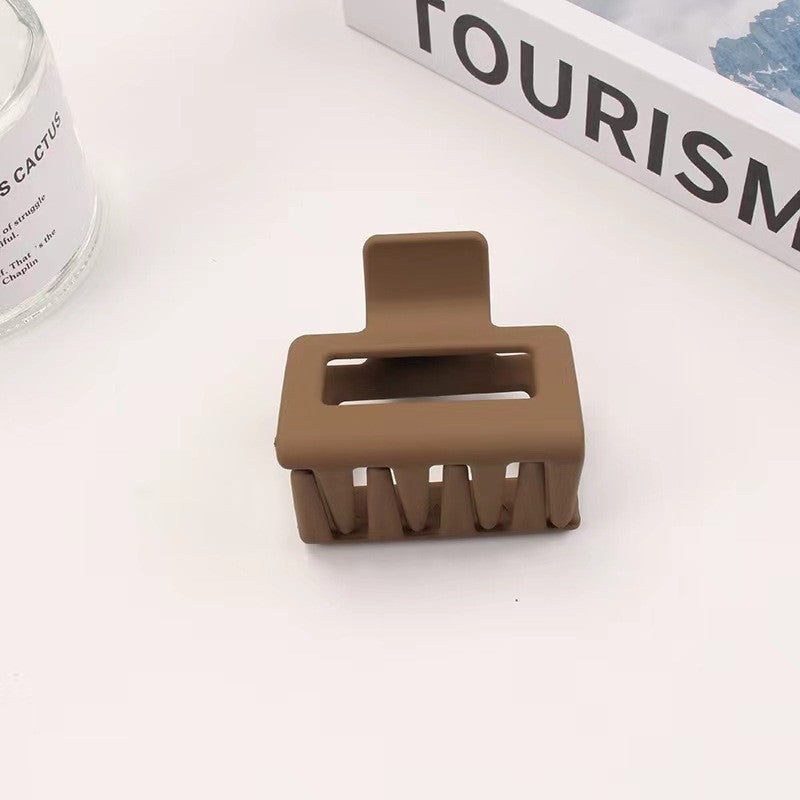 Square Matte Rubber Hair Clips - Korean Style, Black & Cream
