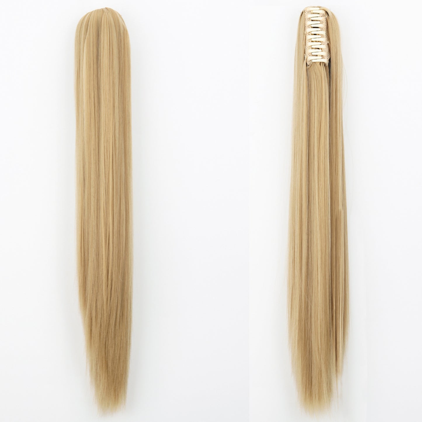 Long Straight Synthetic Wig with Ponytail Claw Clip - Chemical Fiber Hair Extension