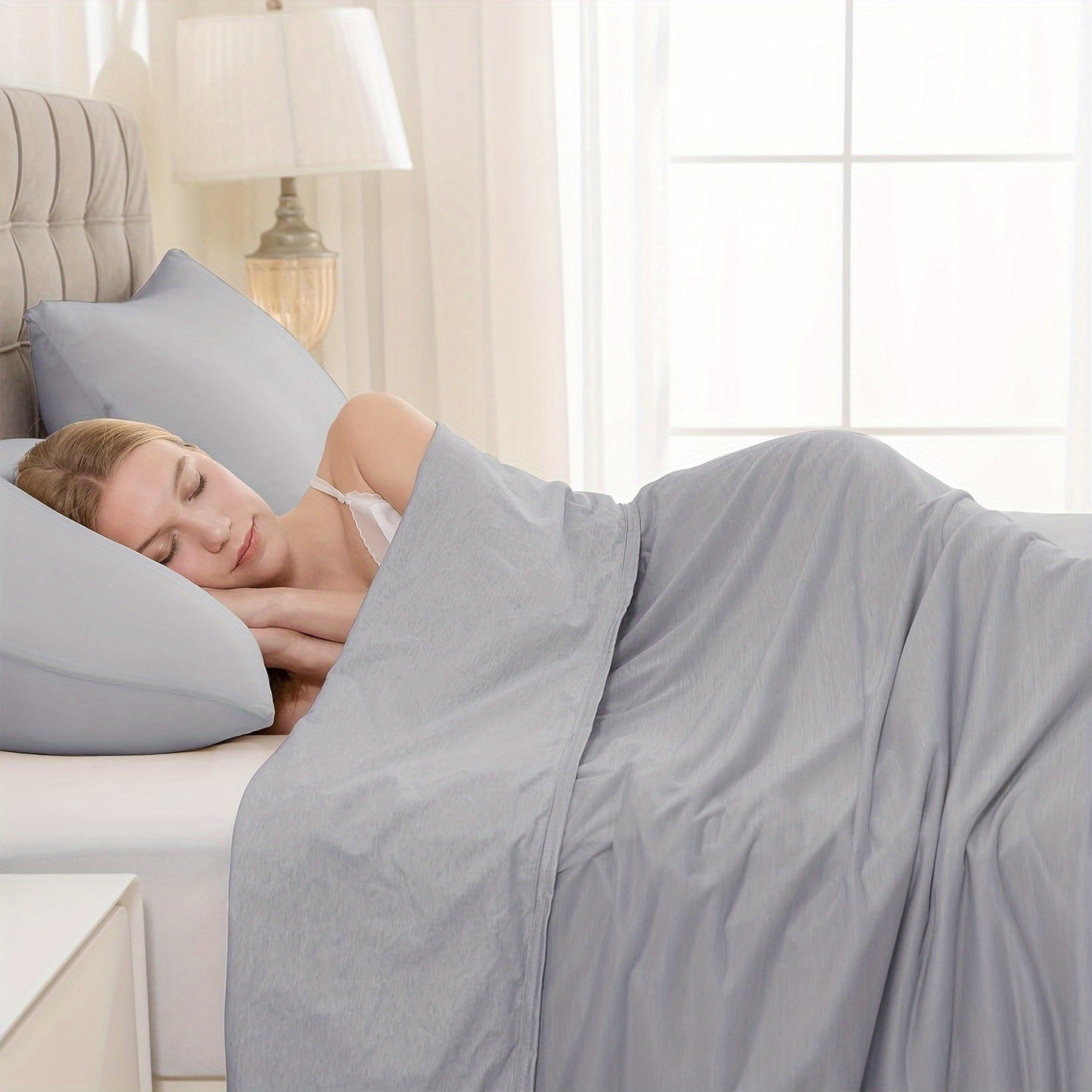 Silk Summer Quilt Nap Blanket - Light & Dark Gray, Blue Variants, Soft Bedding