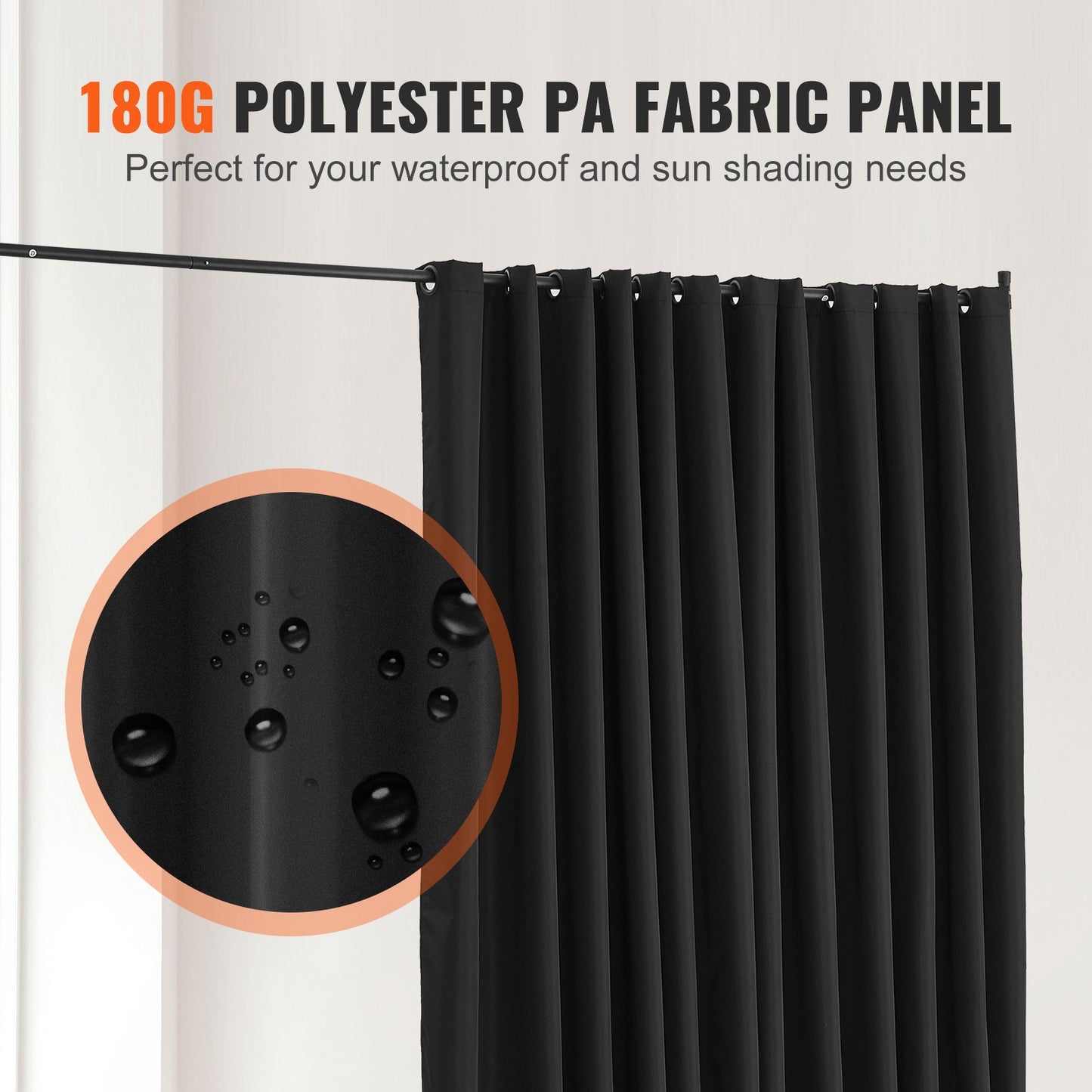 Portable Room Divider with Wheels - 96x120 Inch Privacy Screen - Black
