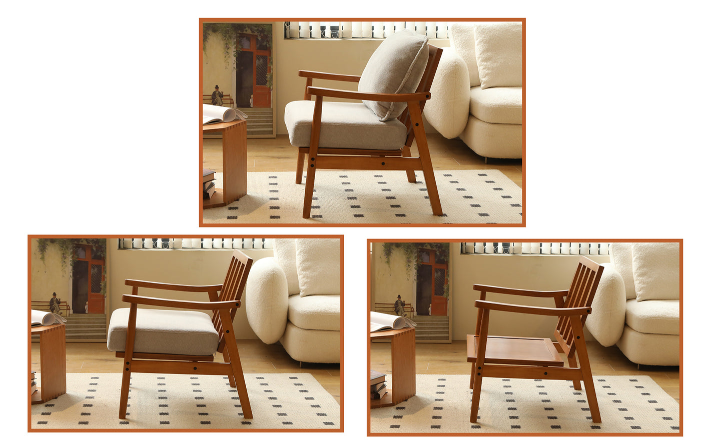 Cozy Grey Accent Chair with Solid Wood Frame - Comfy Armchair