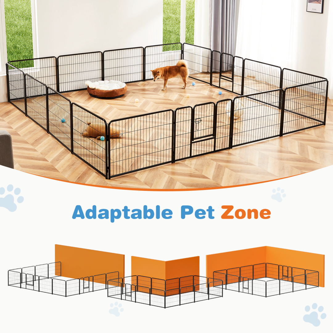 Indoor Outdoor Metal Dog Playpen Fence with Door - Multiple Sizes & Configurations