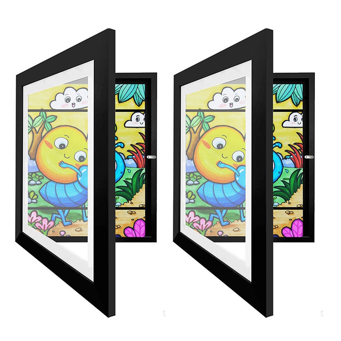 Kids Art Frame - Front Opening Wooden Display for Artwork Storage