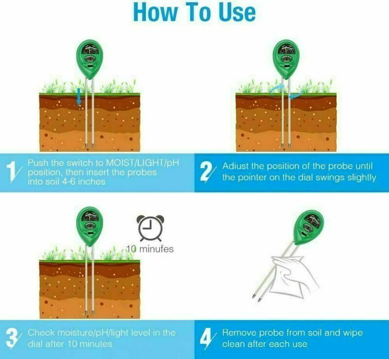 3-in-1 Soil pH Moisture Light Tester Meter for Garden Plants