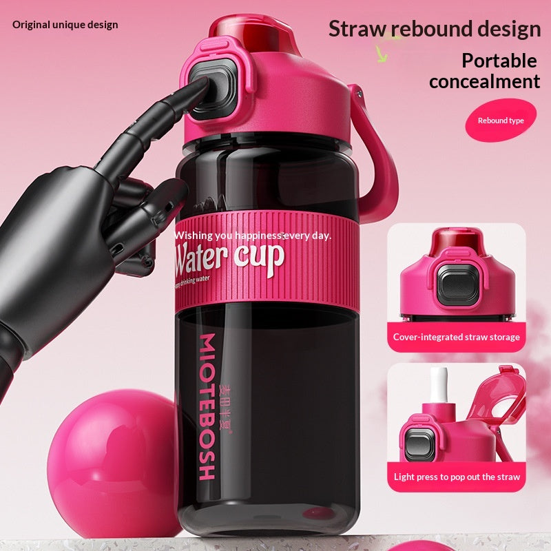 Large-Capacity Portable Water Bottle with Straw for Outdoor & Home Use
