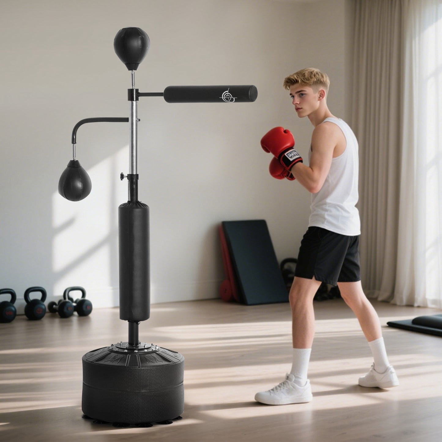 4-in-1 Boxing Punching Bag Stand with Speedballs & Reflex Bar