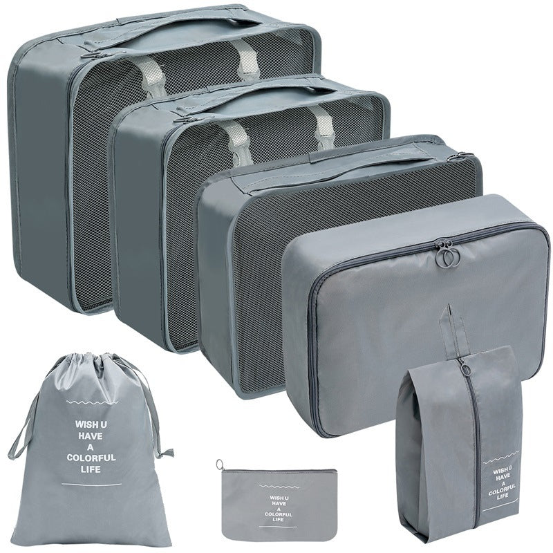 Waterproof Travel Storage Bag Set - Gray, 7-Piece Waterproof Organizer