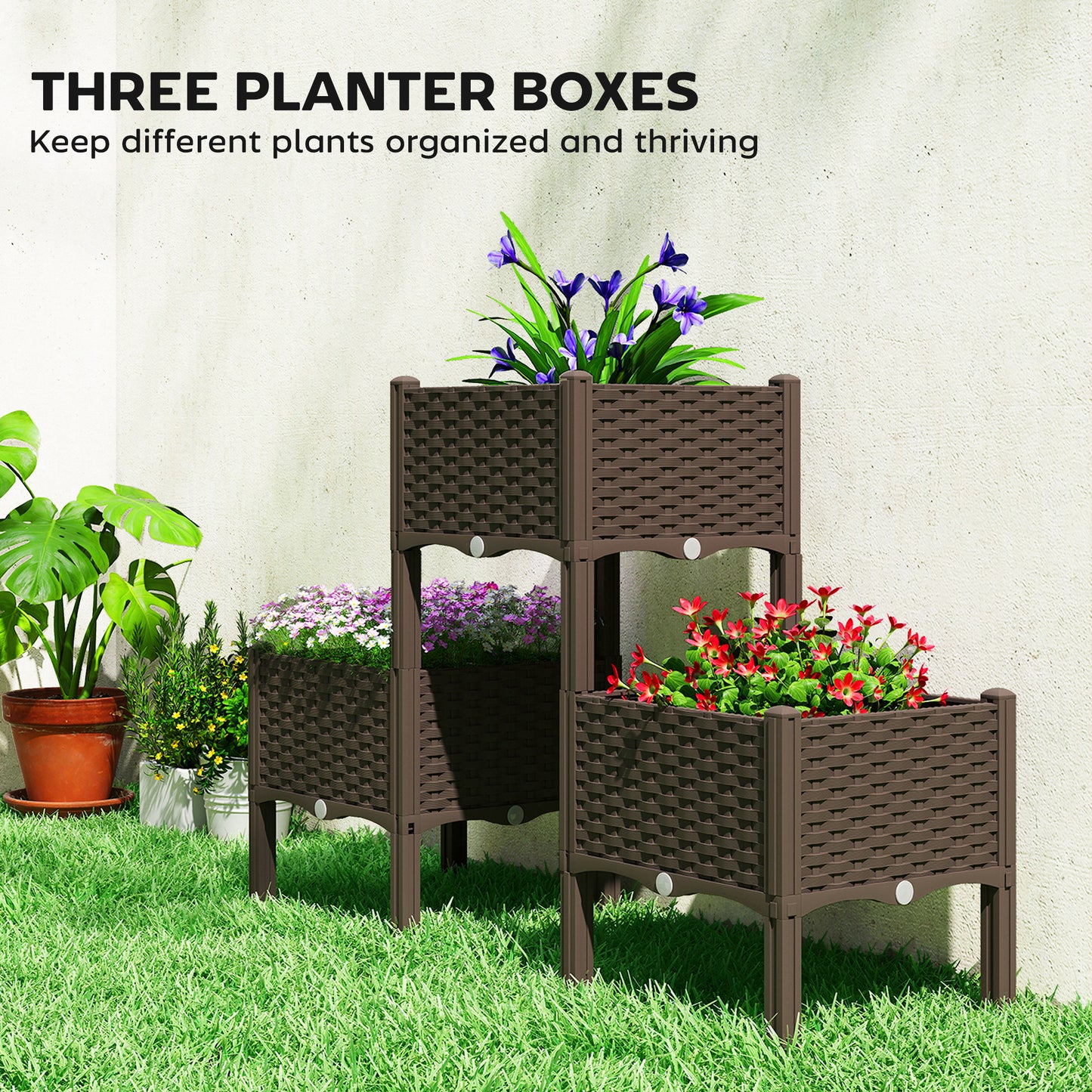 Plastic Raised Garden Bed with Legs - Modular Outdoor Planting Solution