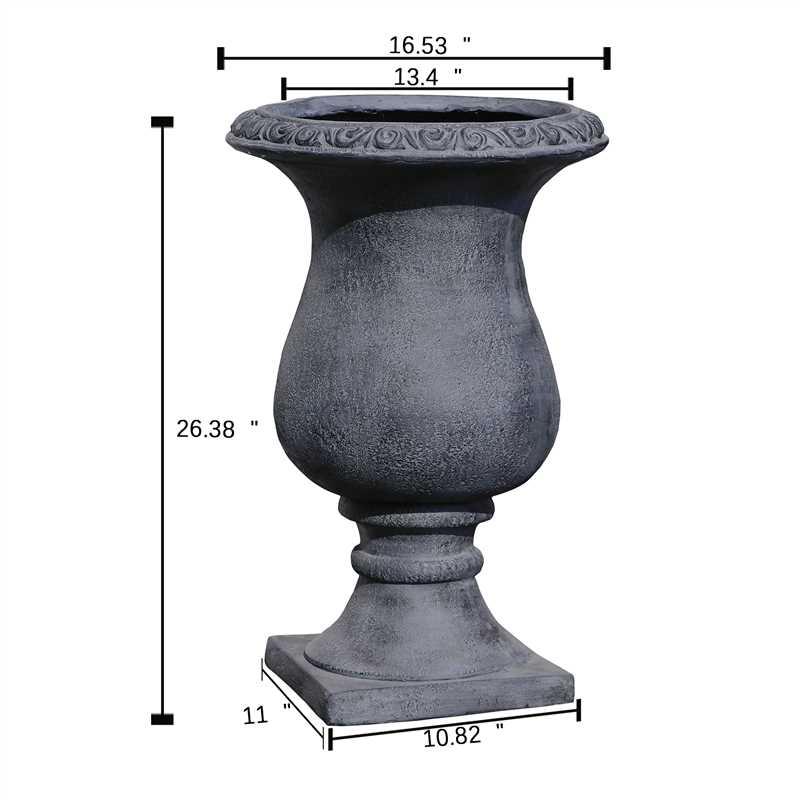 Antique Black Garden Planter - Magnesium Oxide, 26.38" x 16.53"