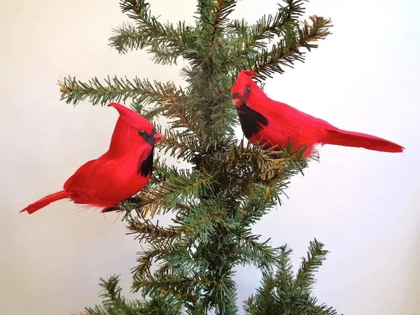 12 Pcs Red Cardinal Birds with Clips for Christmas Tree Decoration
